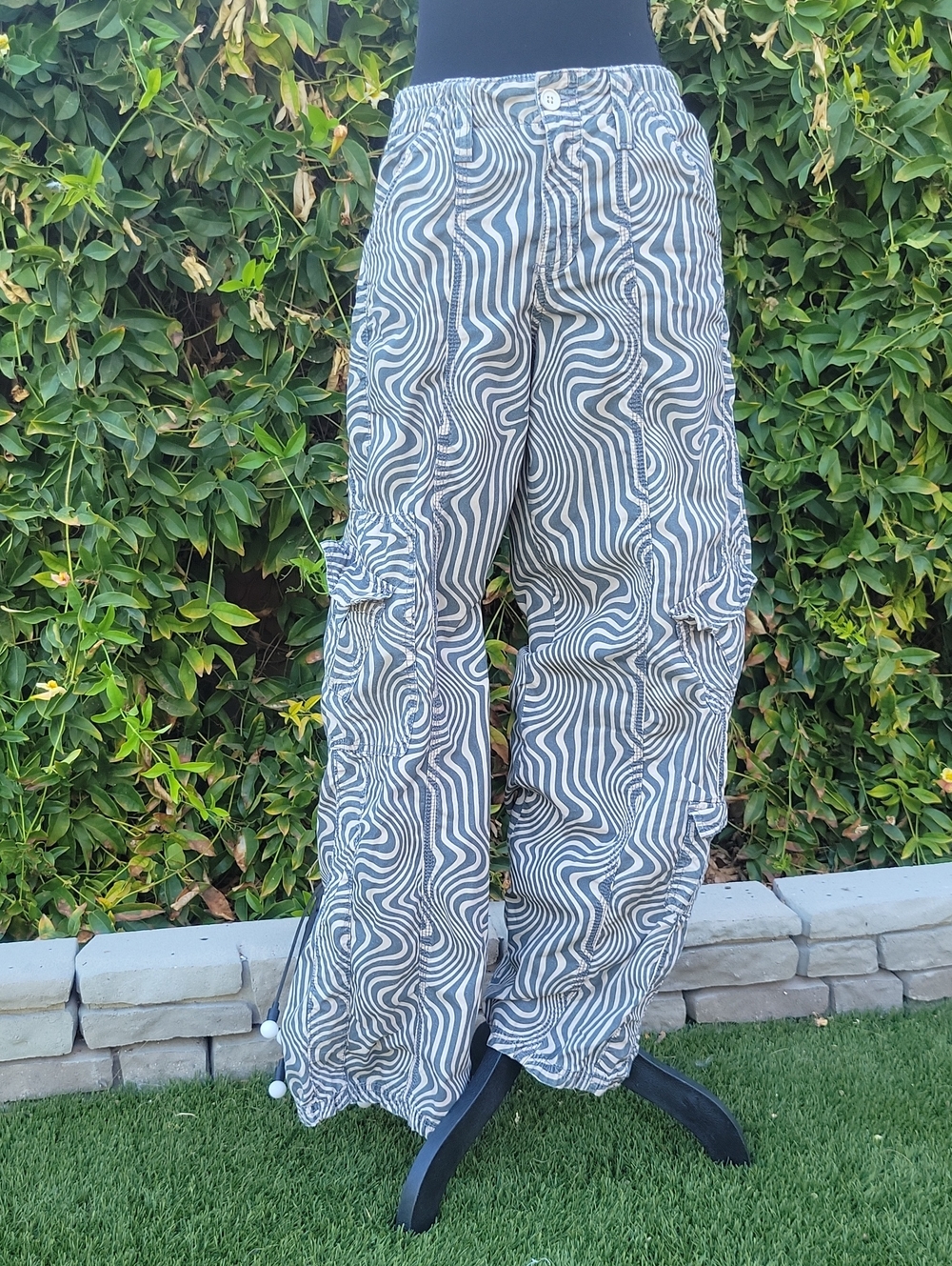 BDG Y2K Cargo Pants in Gray & White Swirl